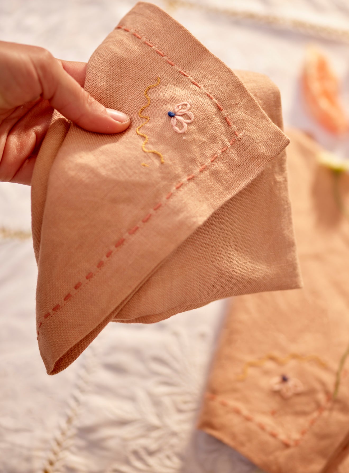 Handmade Peach Cloth Napkins