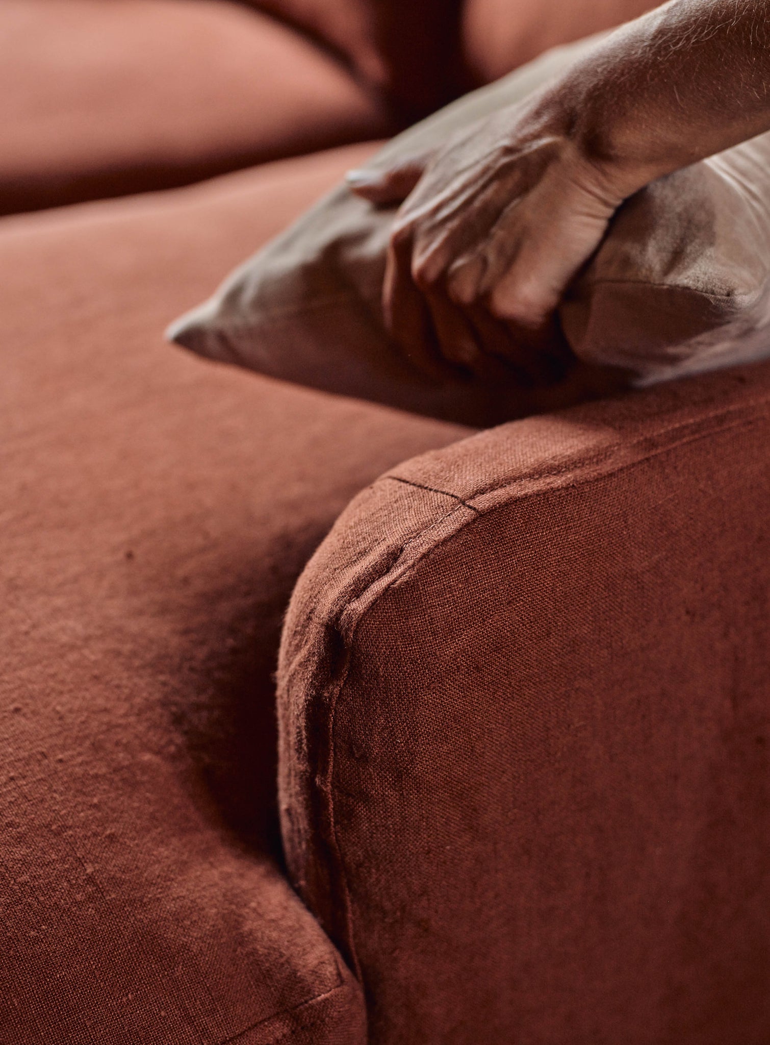 Warren Loose Cover Chaise Sofa, Heritage Mole Stripe