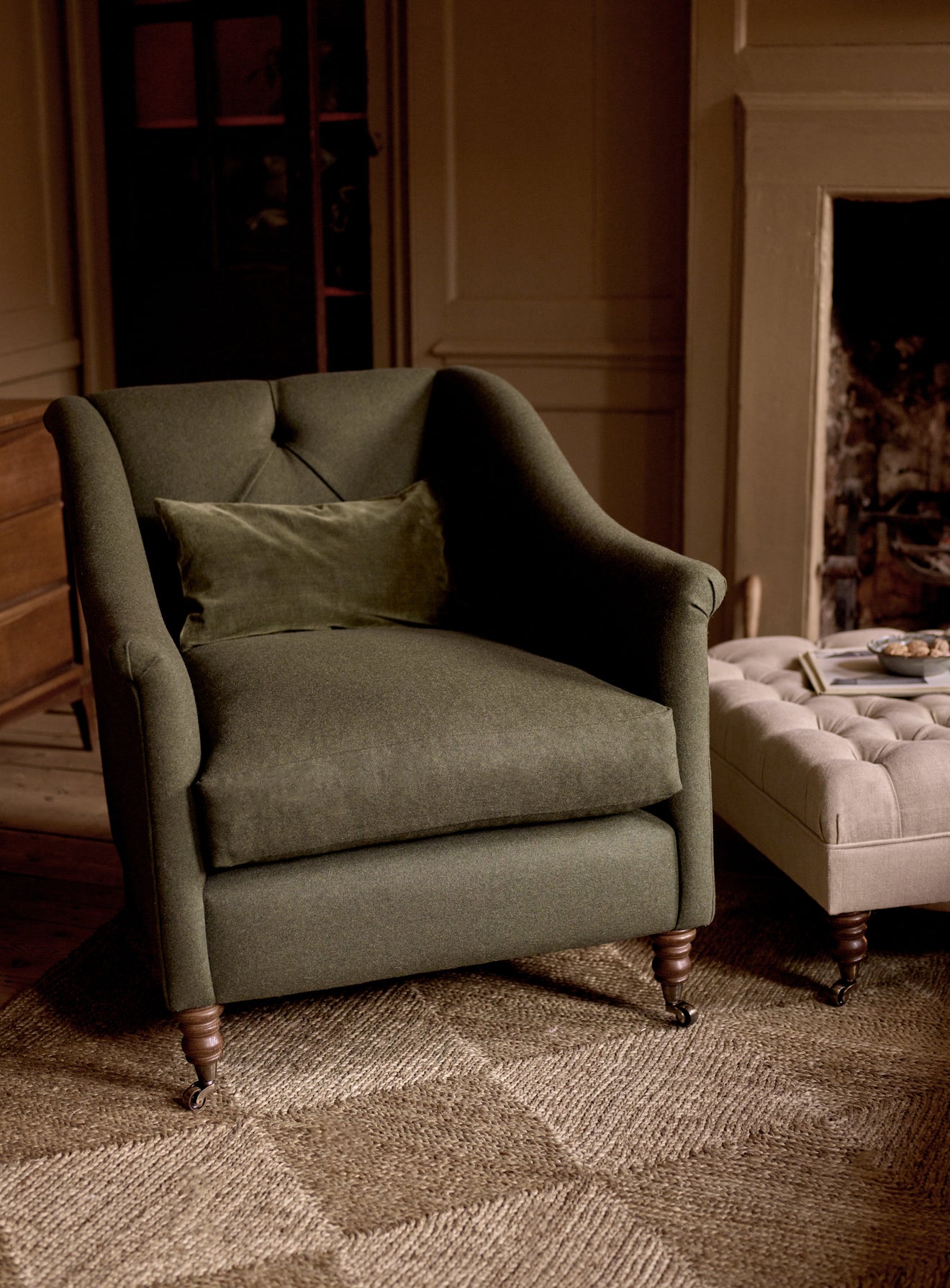 Elbert Armchair, Olive Linen