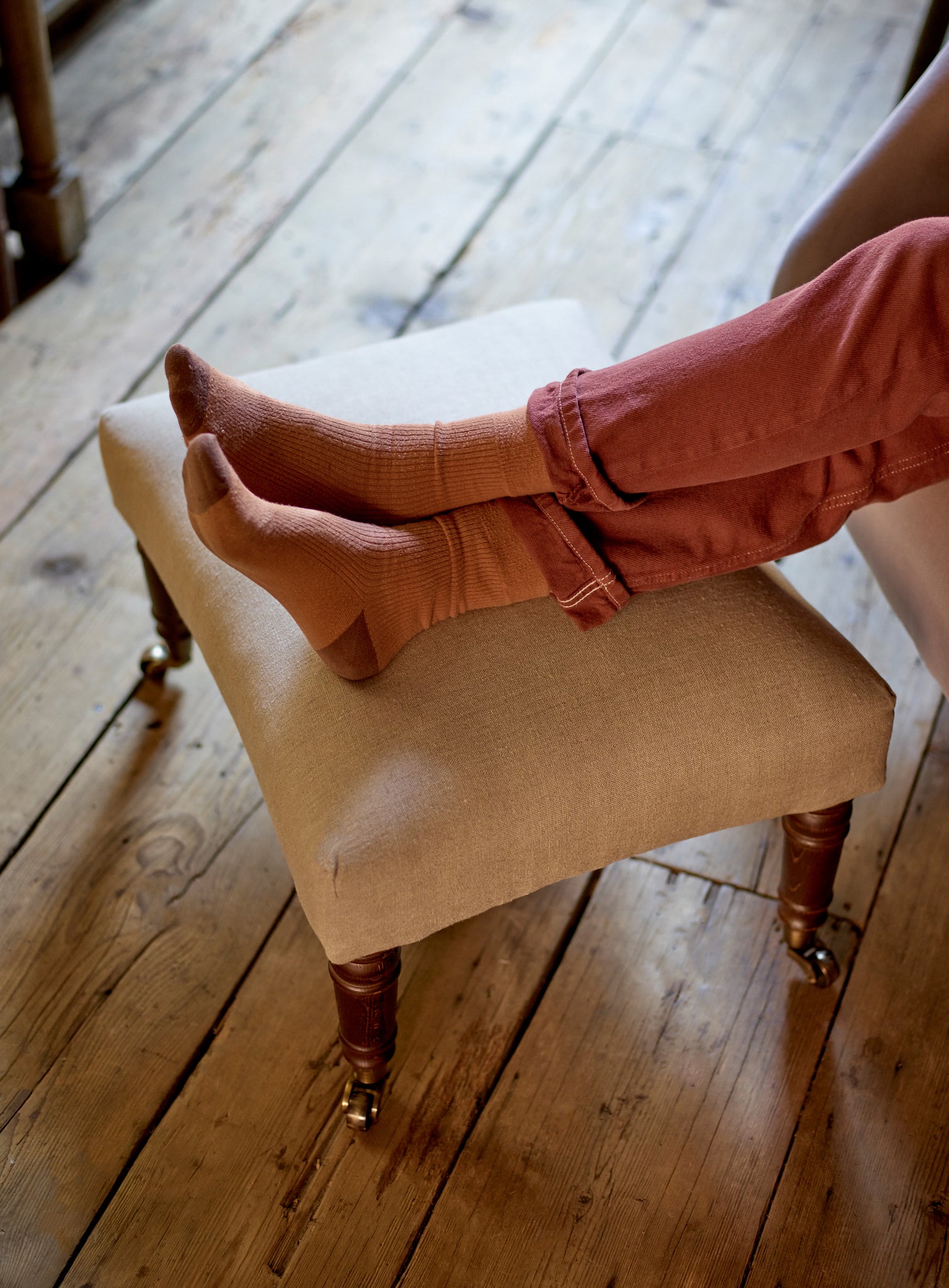 Edmund Footstool, Small, Heritage Ochre Stripe