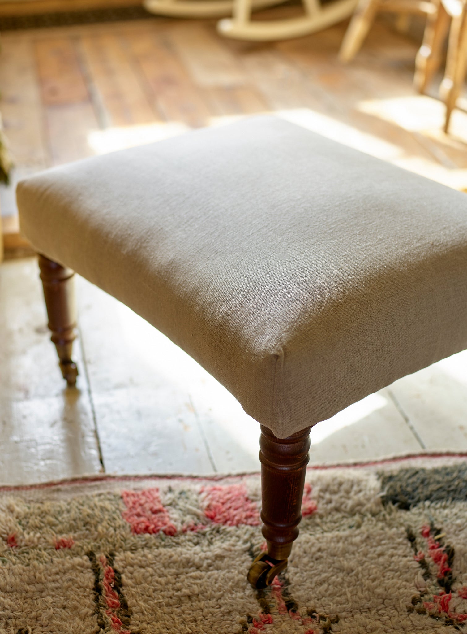 Edmund Footstool, Small, Ditsy Blue