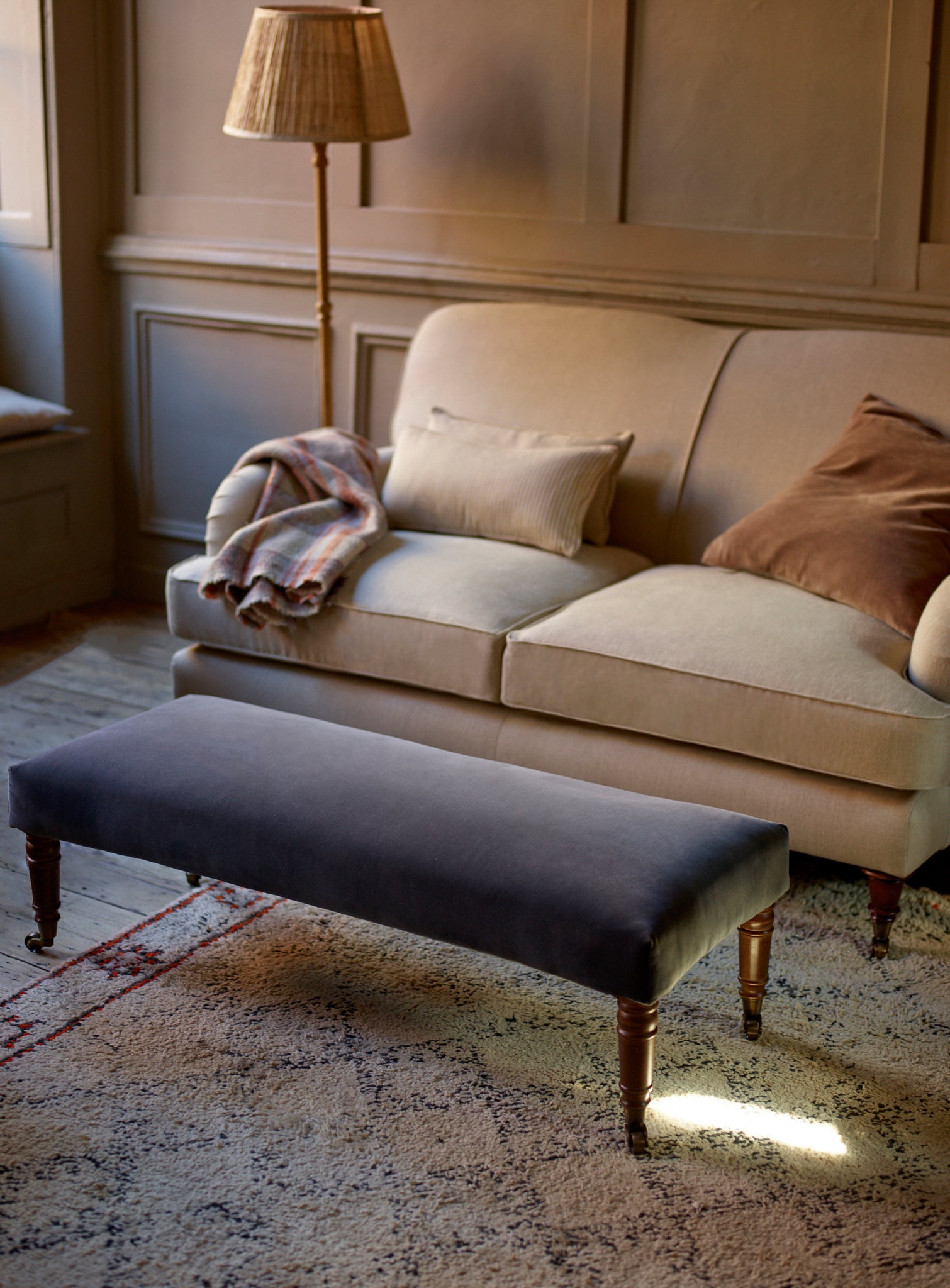 Edmund Footstool, Large, Heritage Ochre Stripe