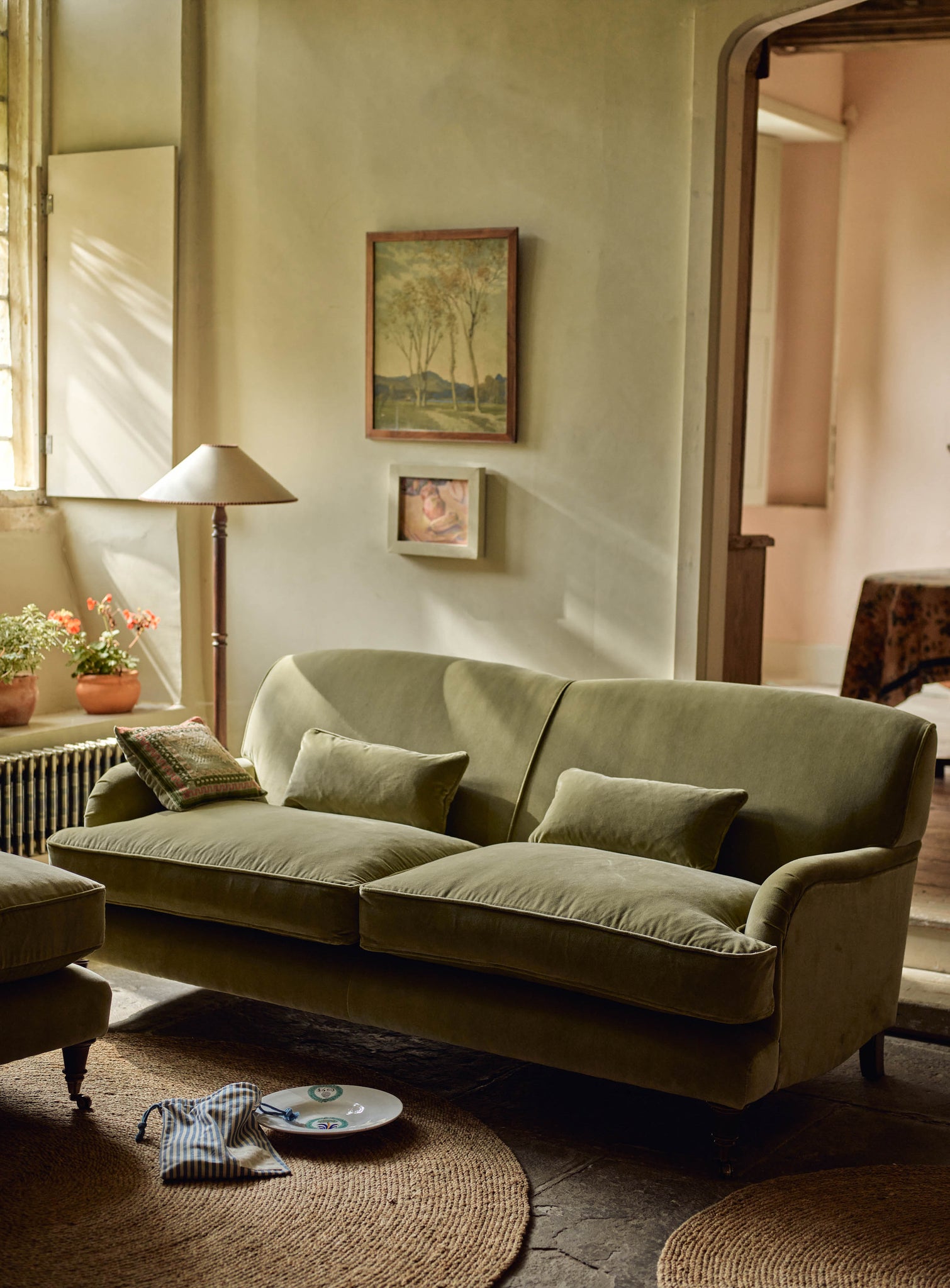 Abington Sofa, Three Seater, Olive Linen