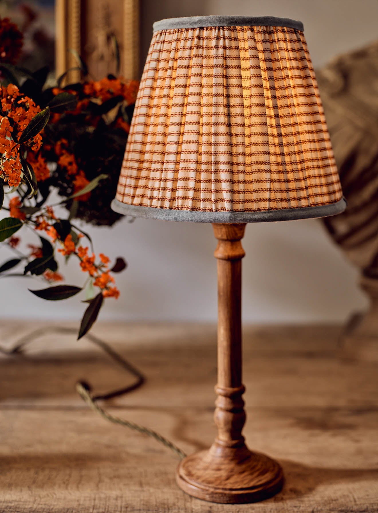 Bonnie Cotton Lampshade, Large, Red Stripe