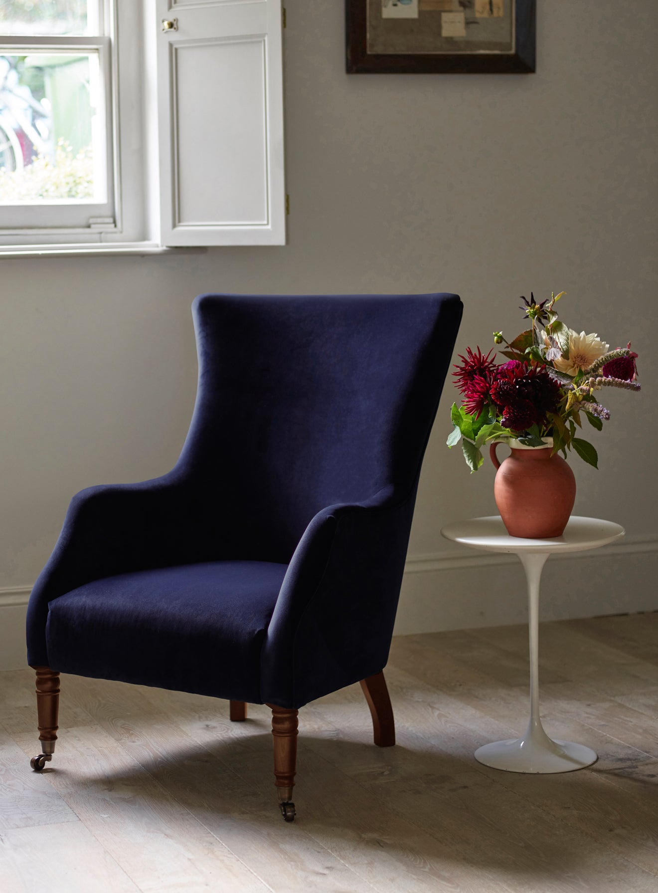 Bromley Wingback Chair, Midnight Blue Velvet