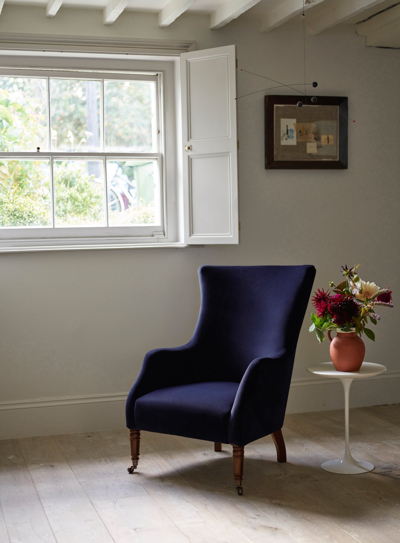 Bromley Wingback Chair, Midnight Blue Velvet