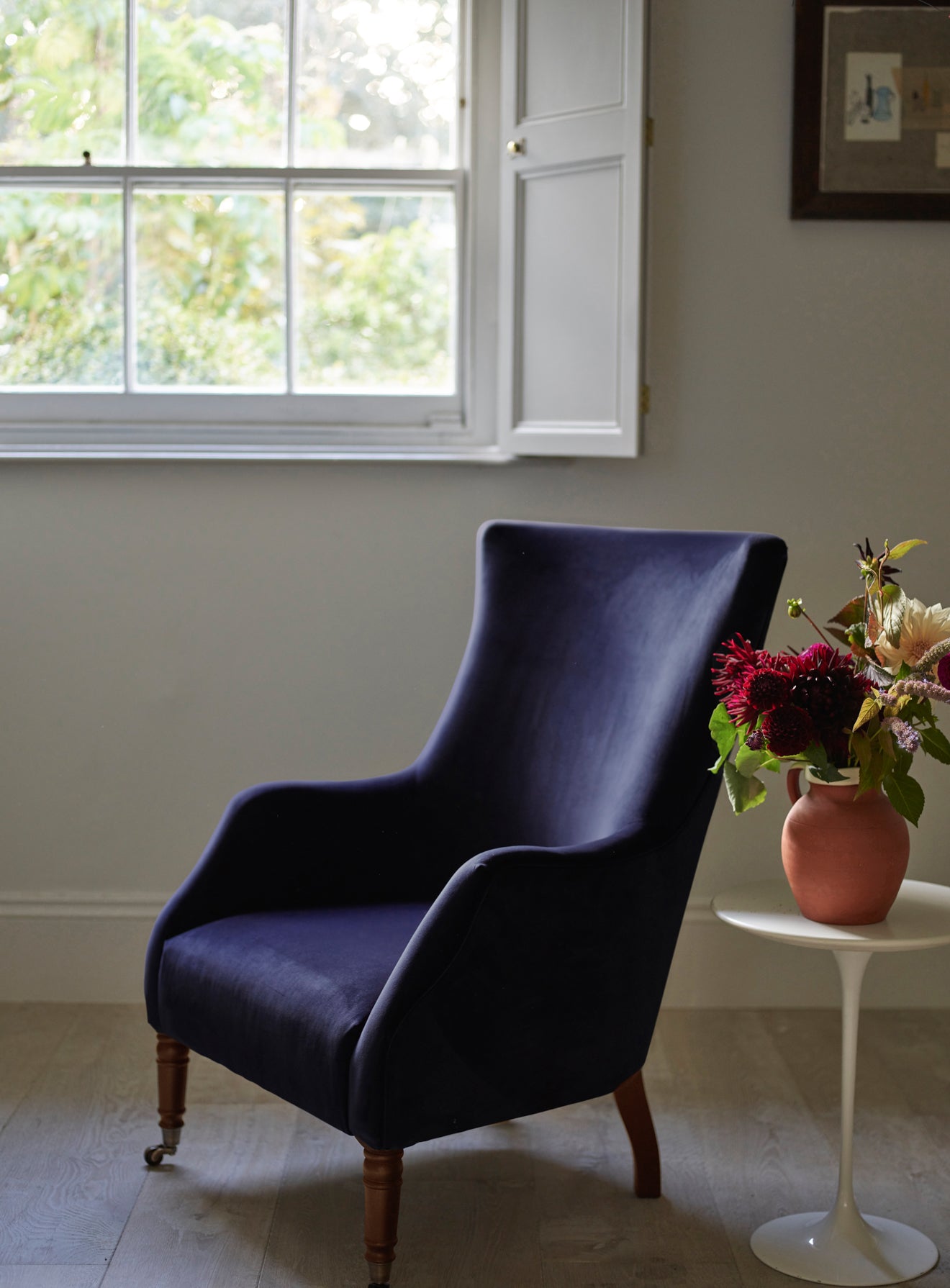 Bromley Wingback Chair, Midnight Blue Velvet