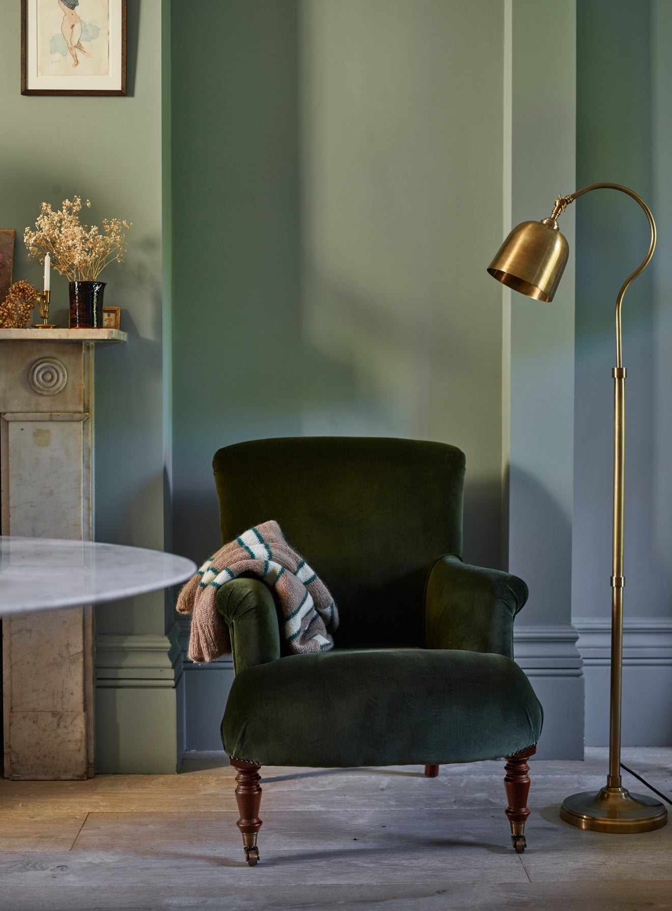 Finley Armchair, Dark Olive Velvet