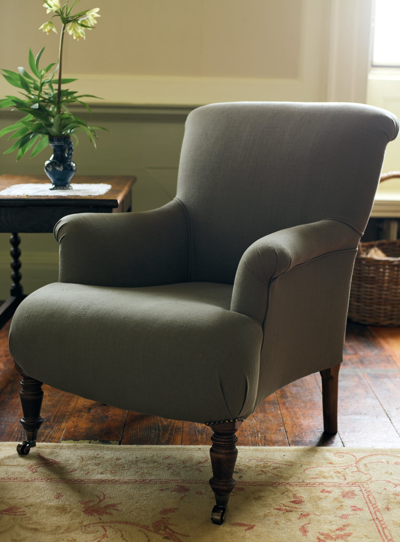 Finley Armchair, Olive Linen