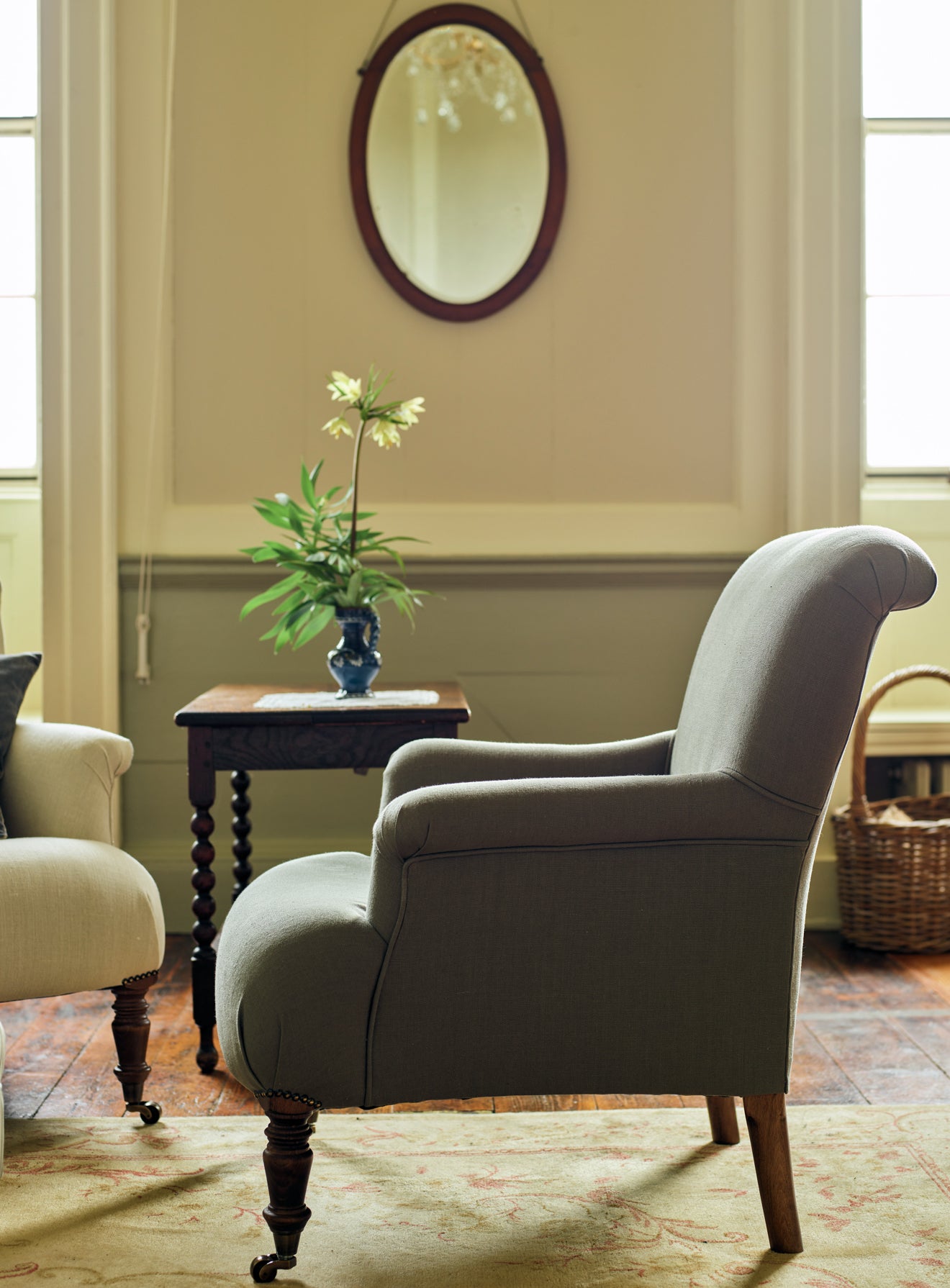 Finley Armchair, Olive Linen