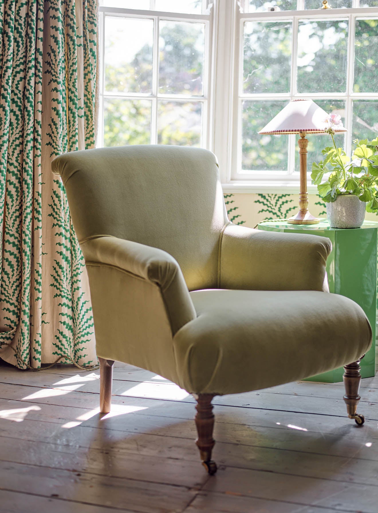 Finley Armchair, Sage Velvet