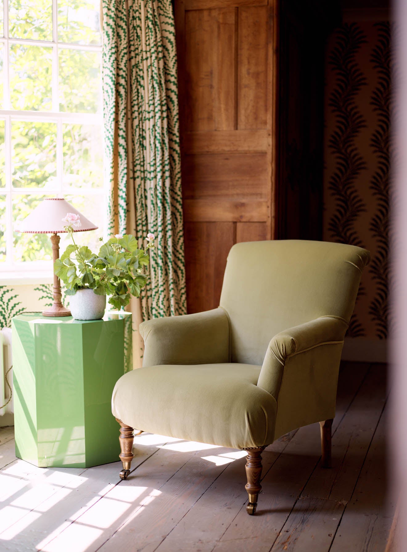 Finley Armchair, Sage Velvet