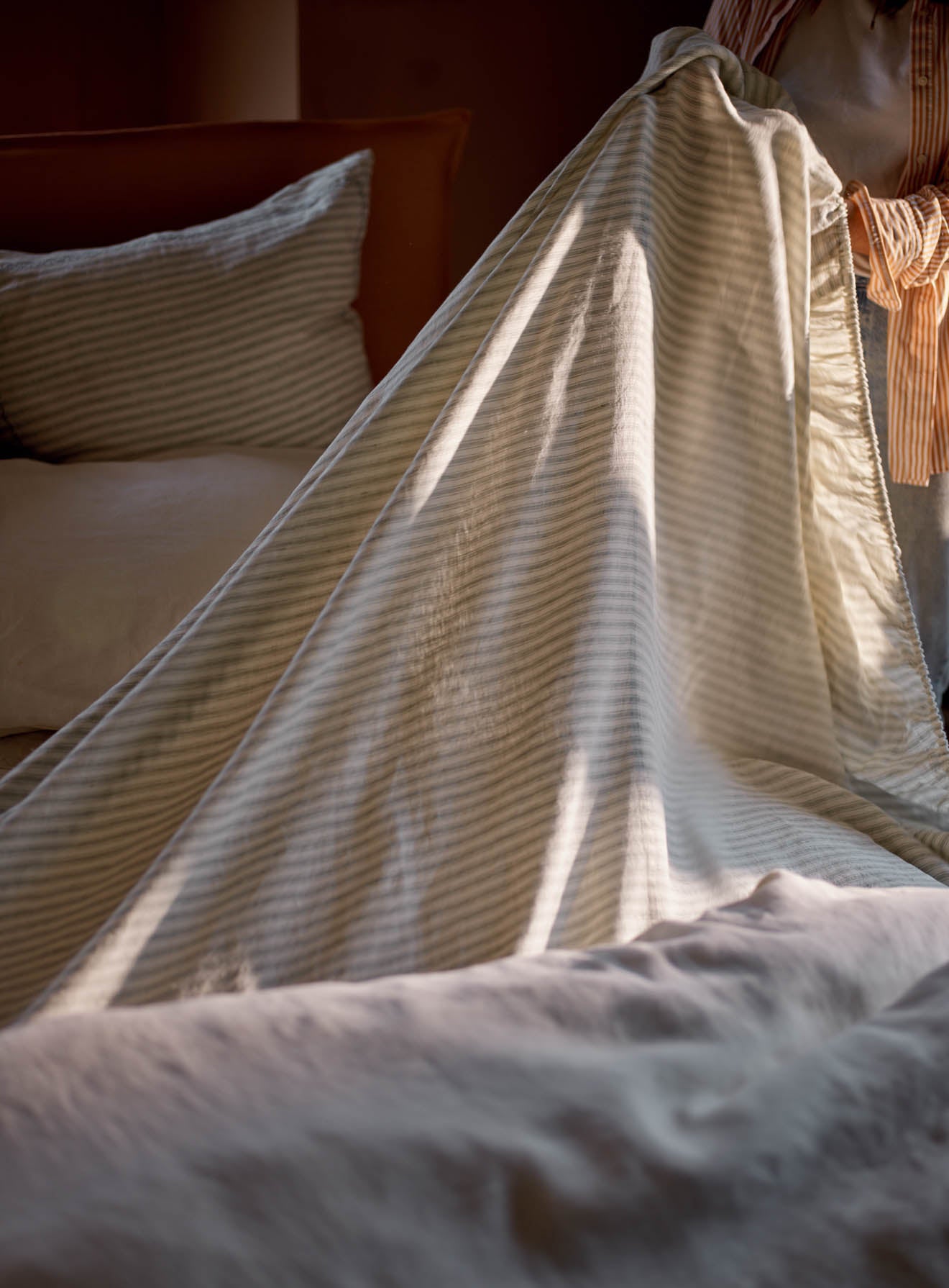 Striped Linen Fitted Sheet