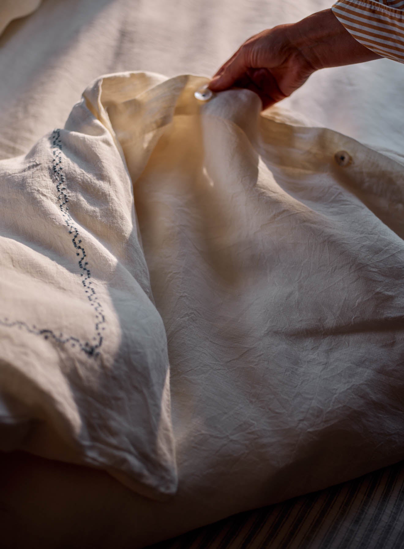 Embroidered Linen Duvet