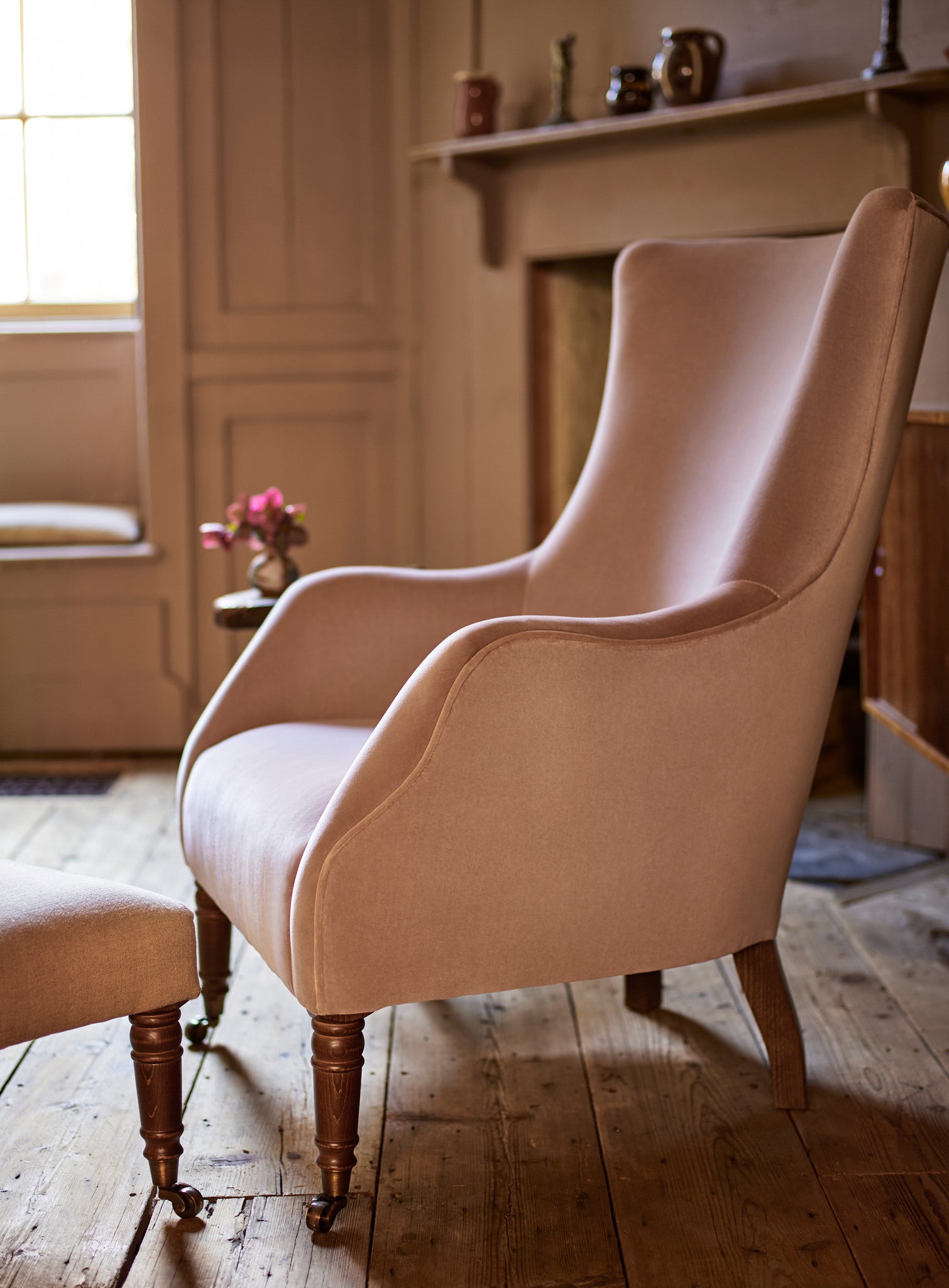 Bromley Wingback Chair, Sage Velvet