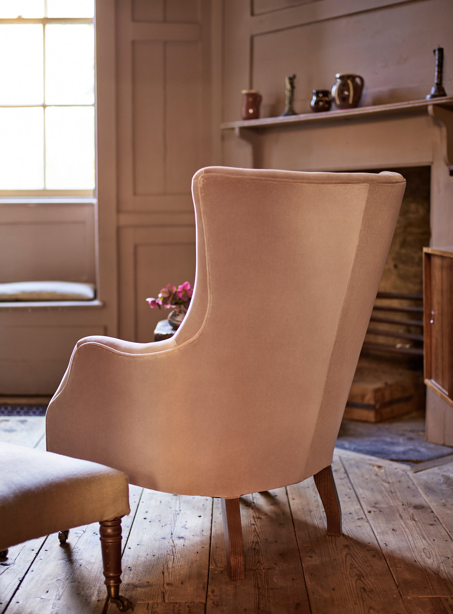 Bromley Wingback Chair, Heritage Mole Stripe