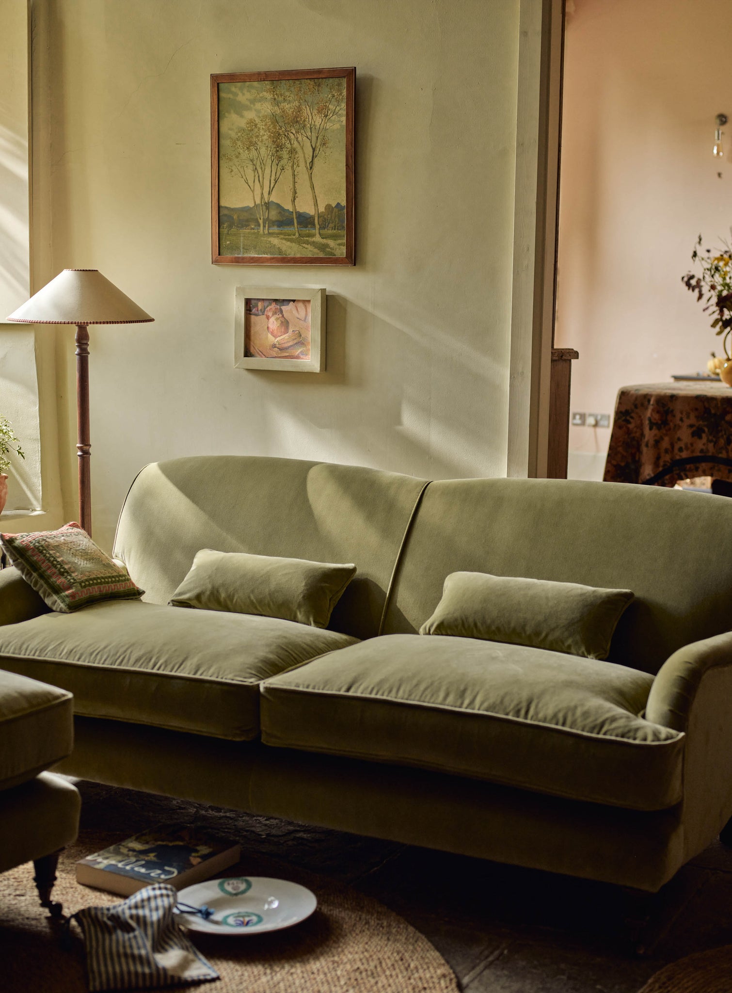 Abington Sofa, Three Seater, Olive Linen