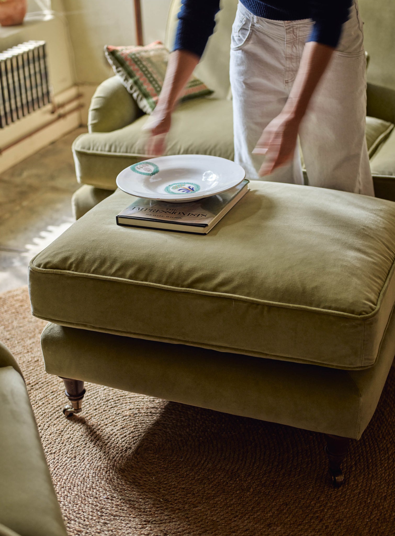 Abington Footstool, Grey Wool