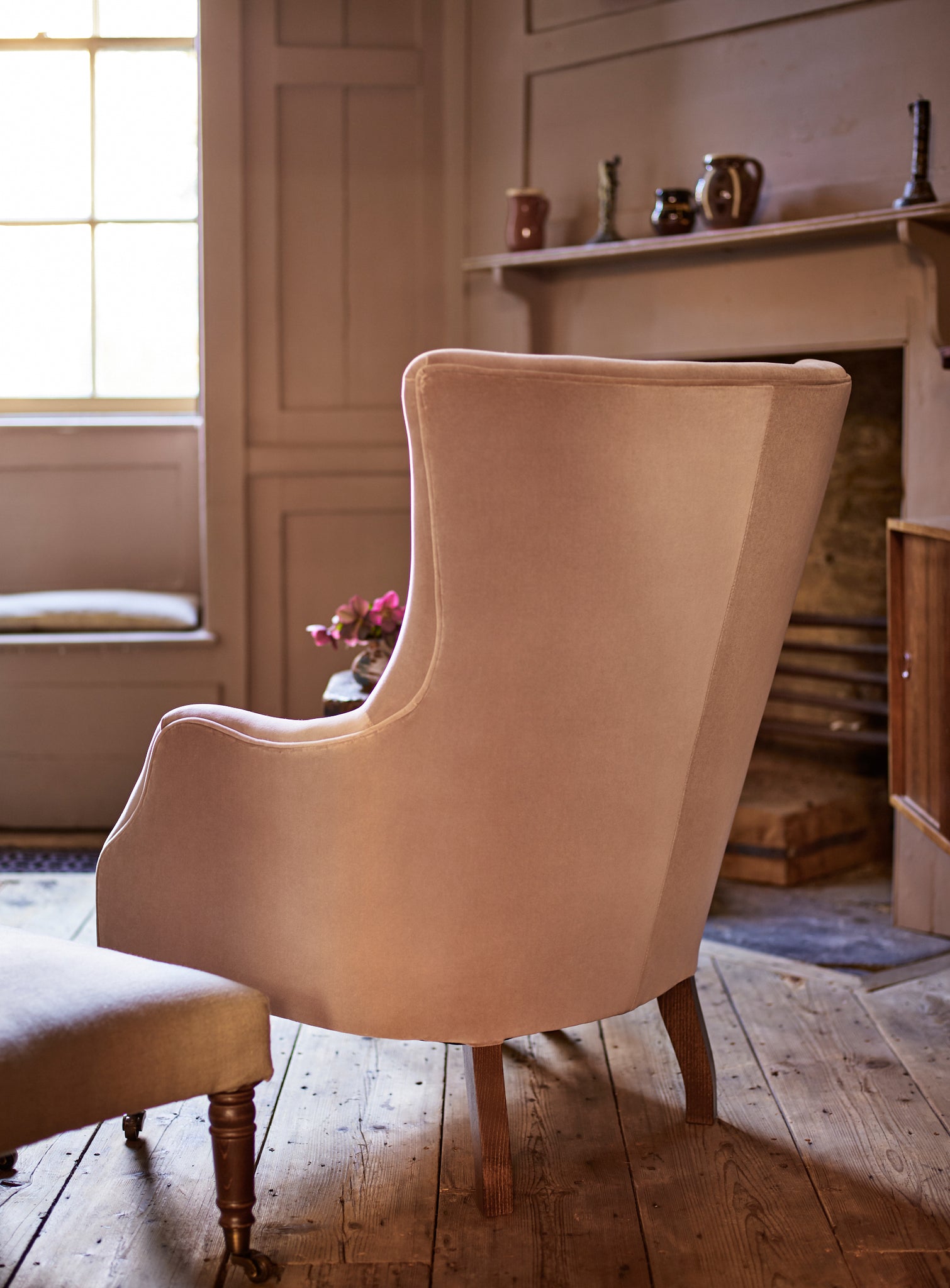 Bromley Wingback Chair, Flax Linen