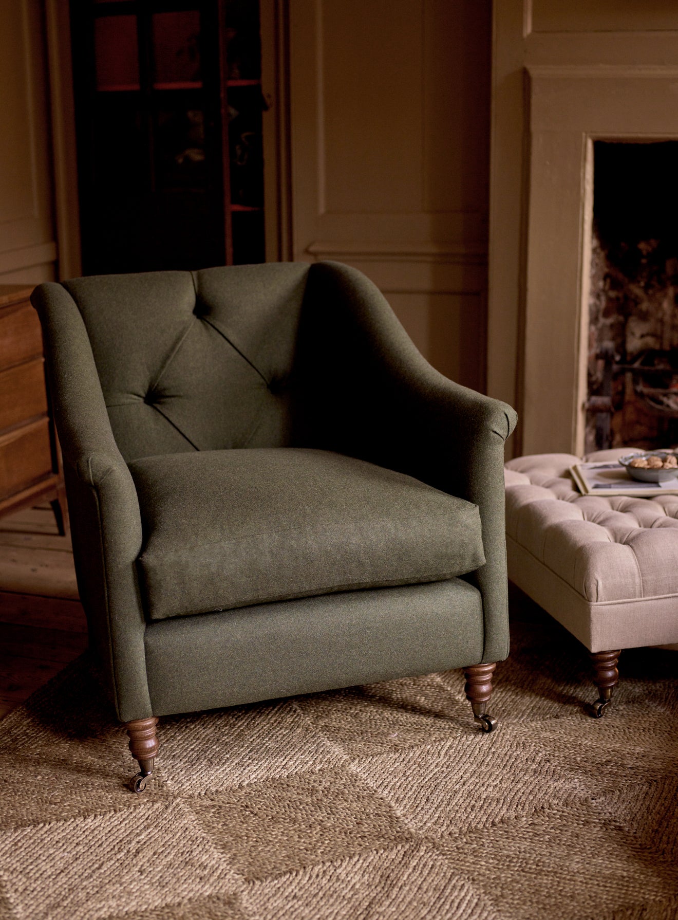 Elbert Armchair, Olive Linen