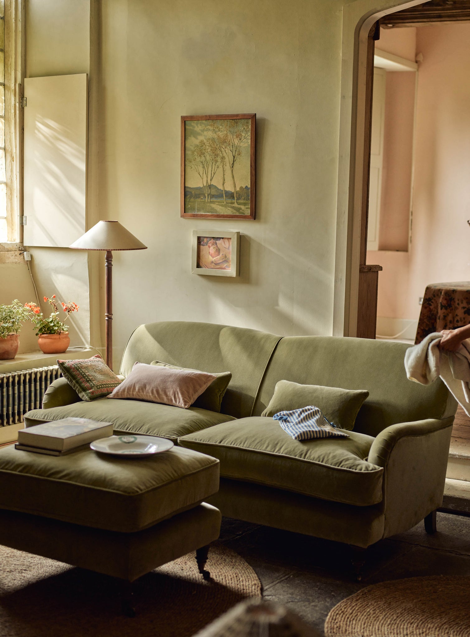 Abington Footstool, Leaden Grey Linen