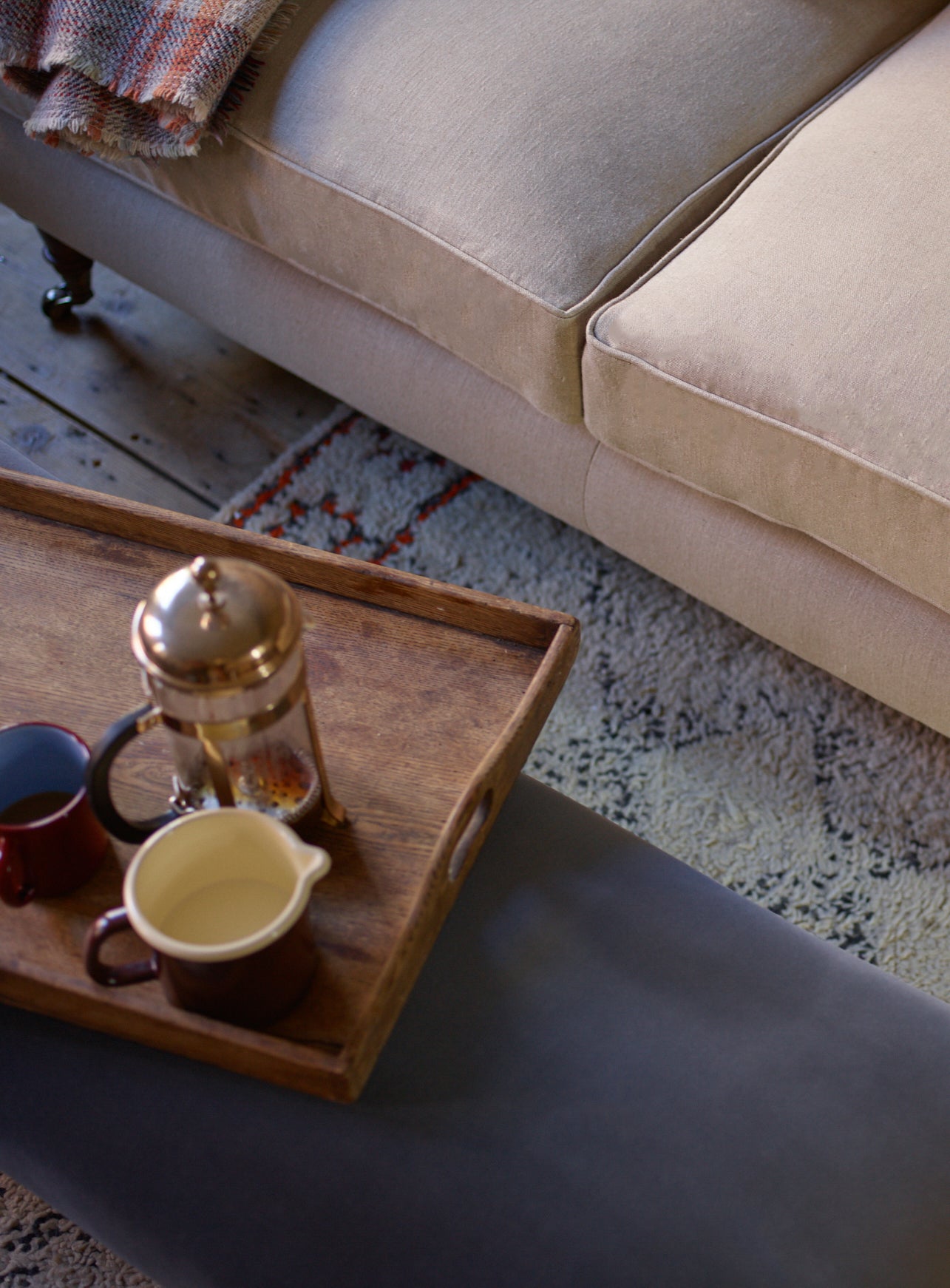 Edmund Footstool, Large, Rust Linen