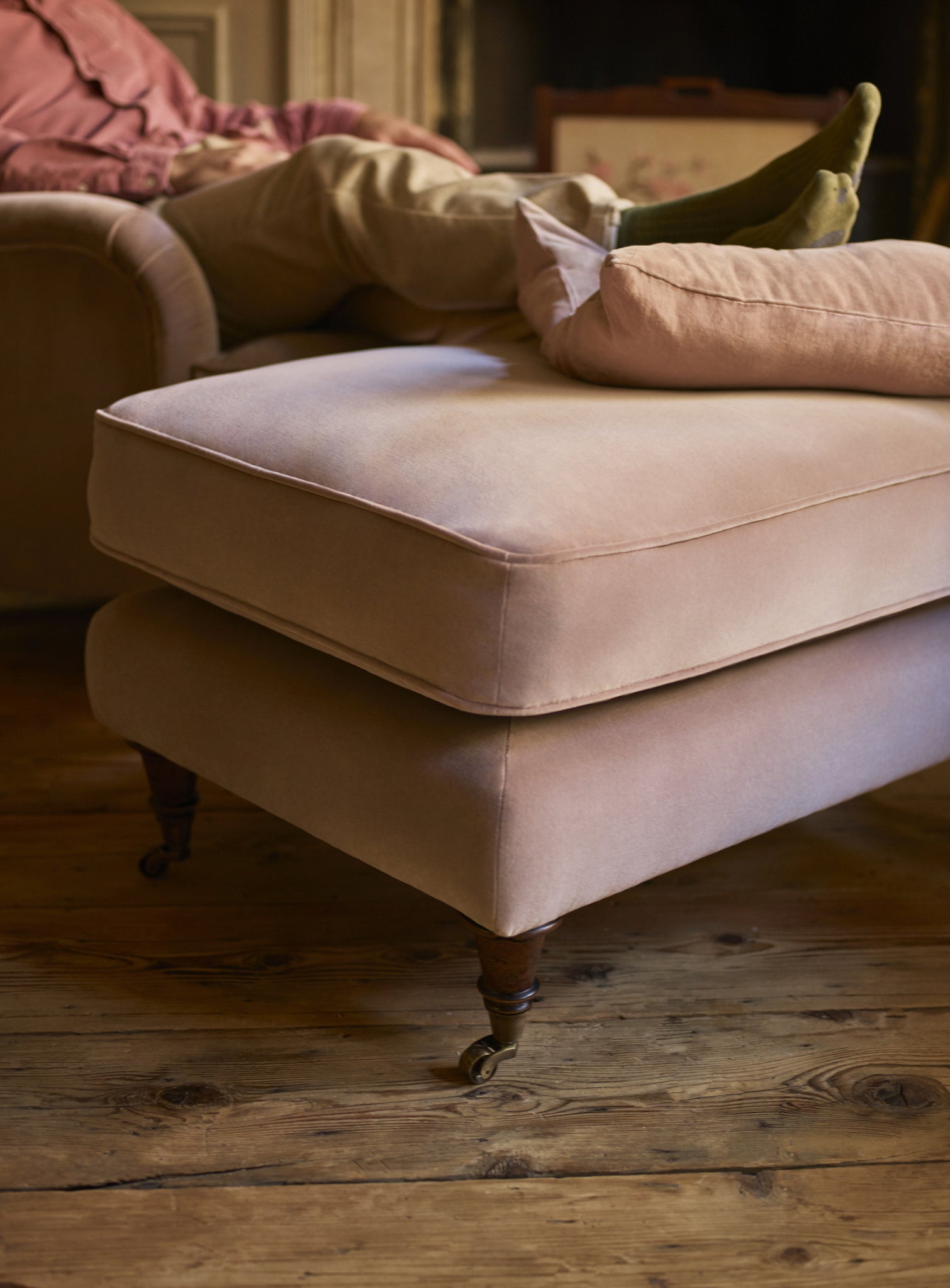 Abington Footstool, Heritage Mole Stripe