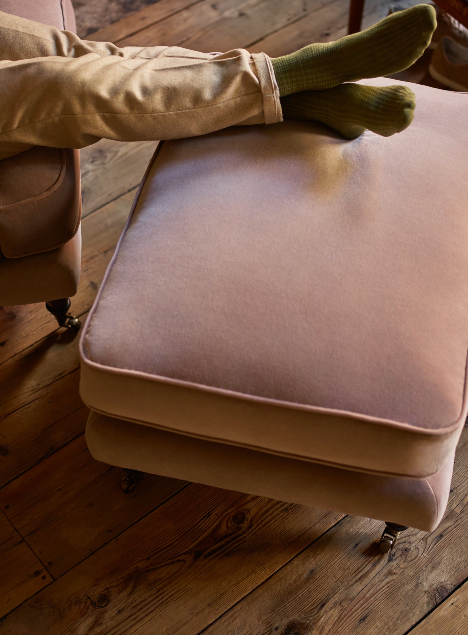 Abington Footstool, Heritage Mole Stripe