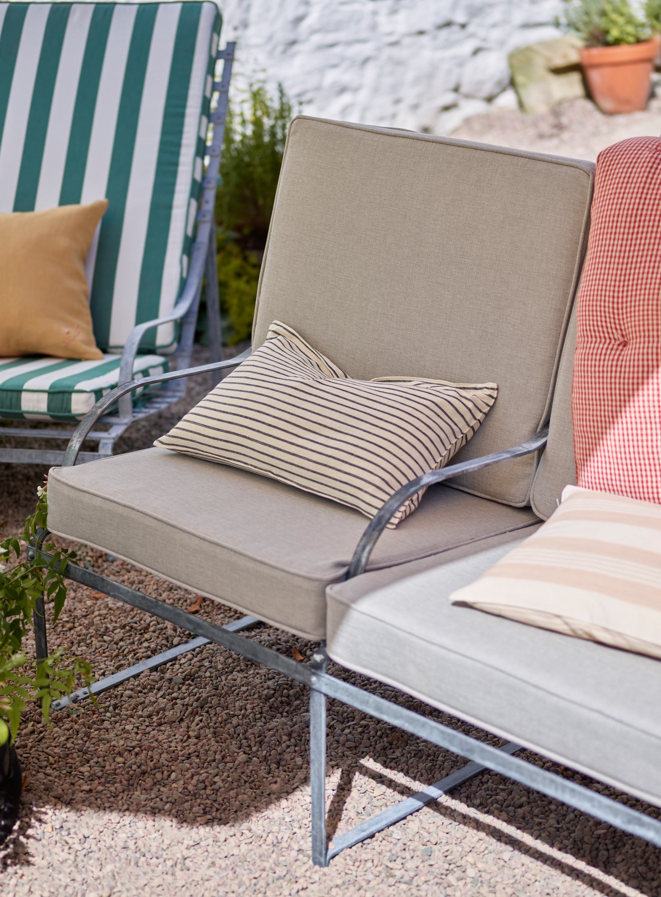 Sudbury Garden Furniture Cushion, Navy Pinstripe