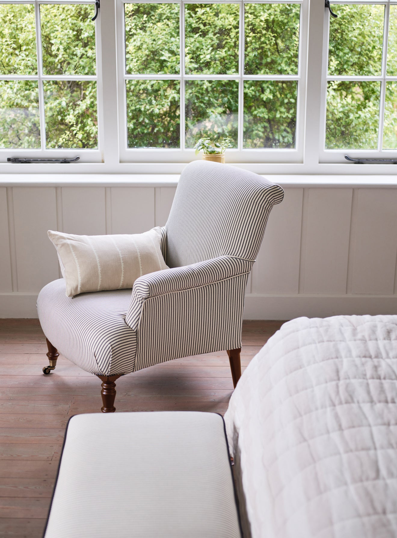 Finley Armchair, Black Ticking Stripe