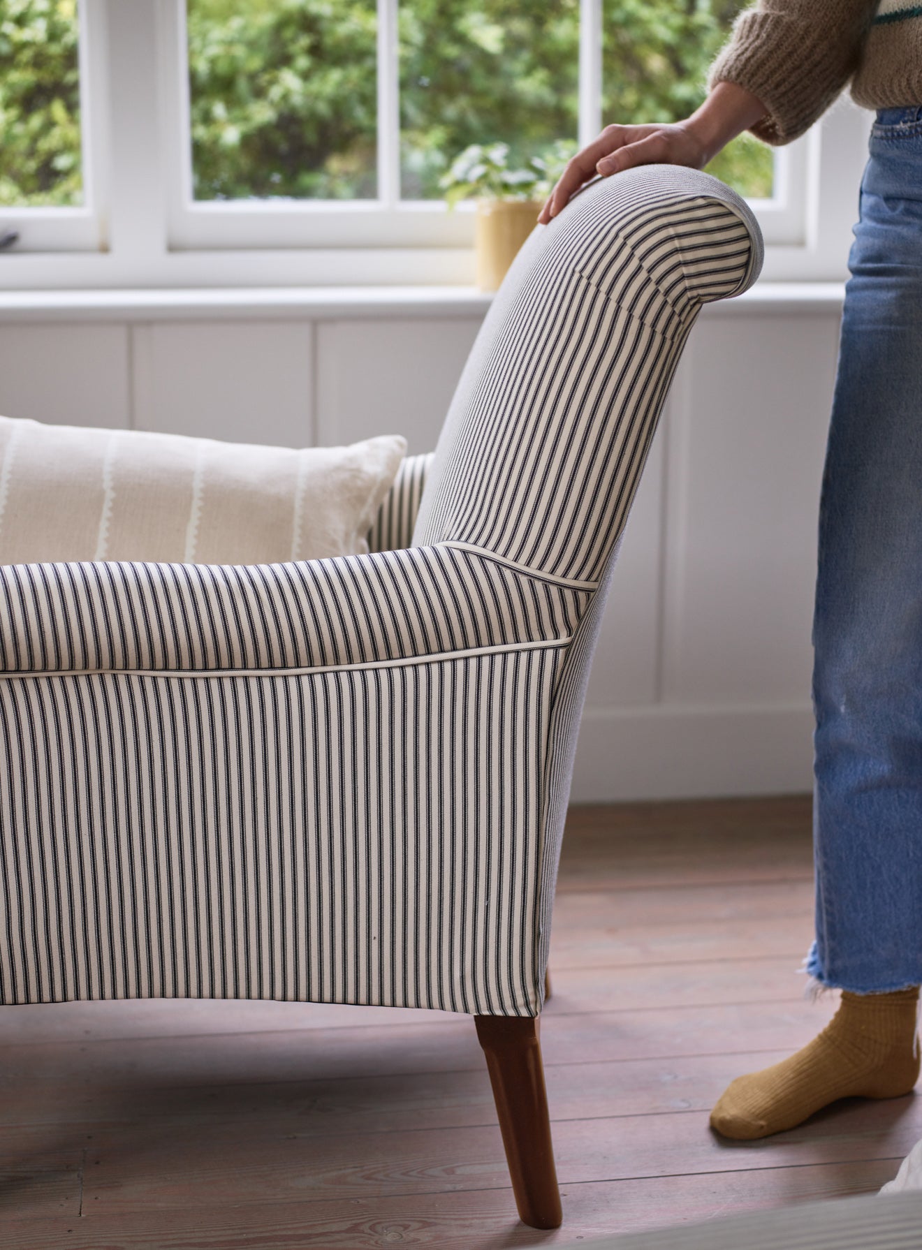 Finley Armchair, Black Ticking Stripe