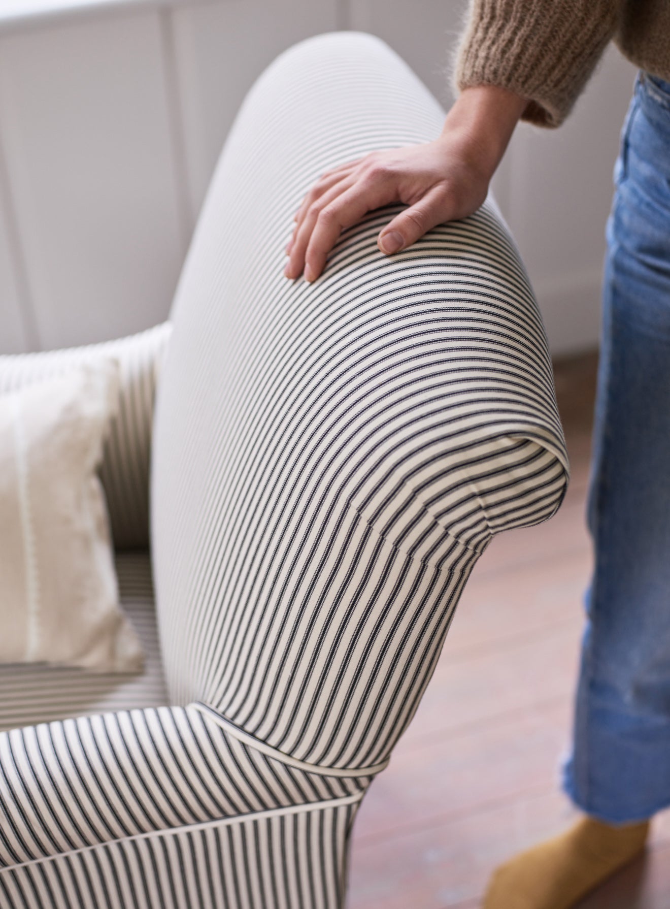 Finley Armchair, Black Ticking Stripe