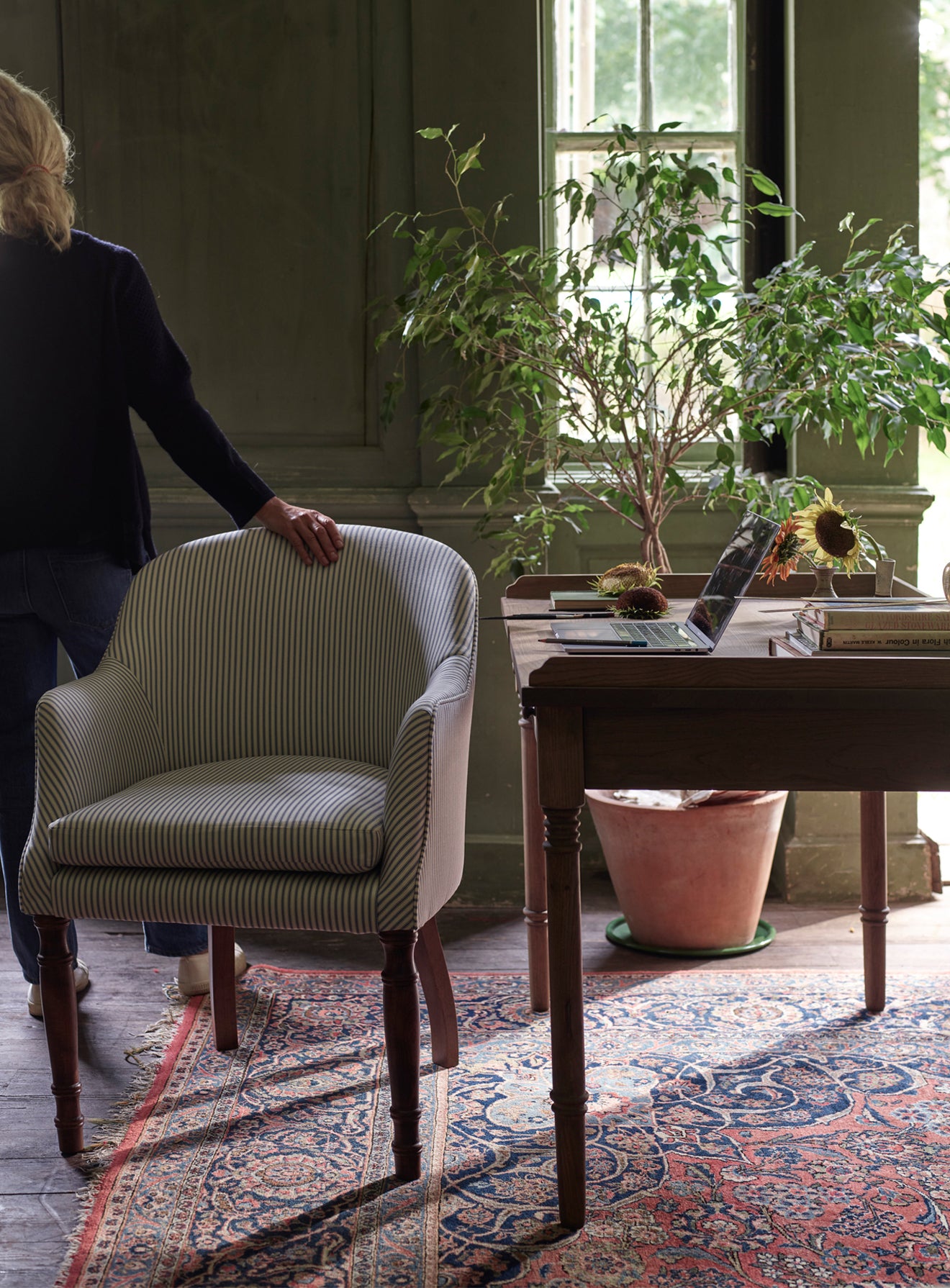 Bennett Library Chair, Heritage Ochre Stripe