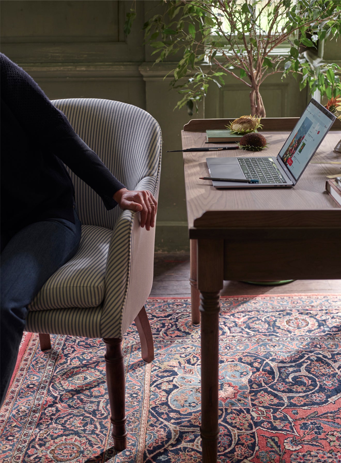 Bennett Library Chair, Heritage Ochre Stripe