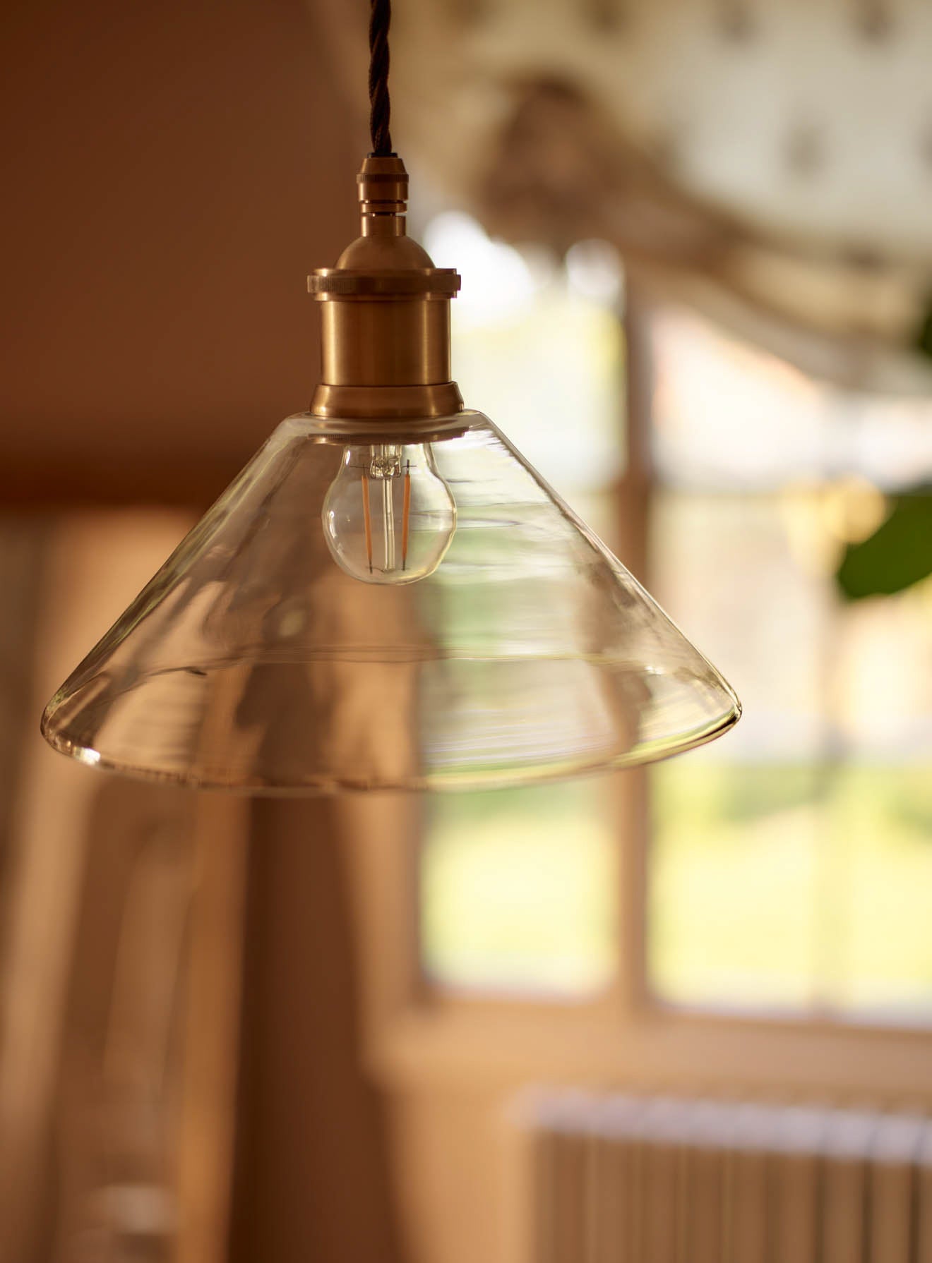 Grafton Glass Pendant Light, Conical, Large