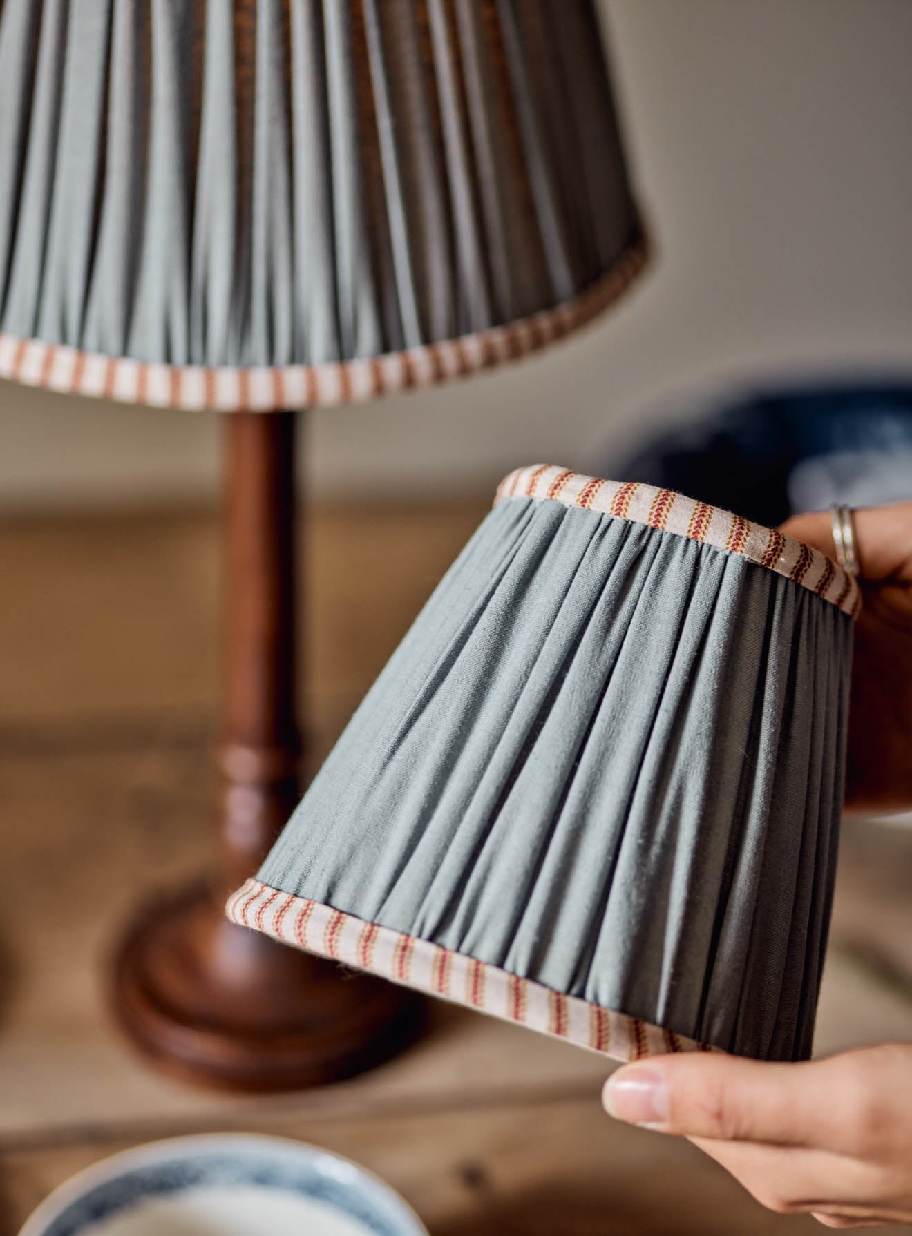 Bonnie Cotton Lampshade, Small, Soft Blue