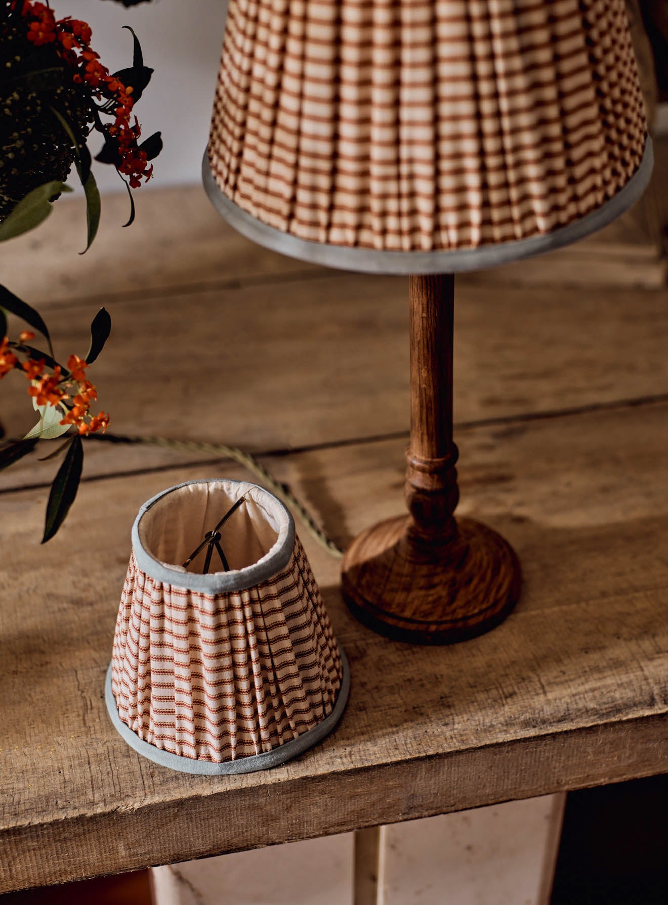 Bonnie Cotton Lampshade, Small, Red Stripe