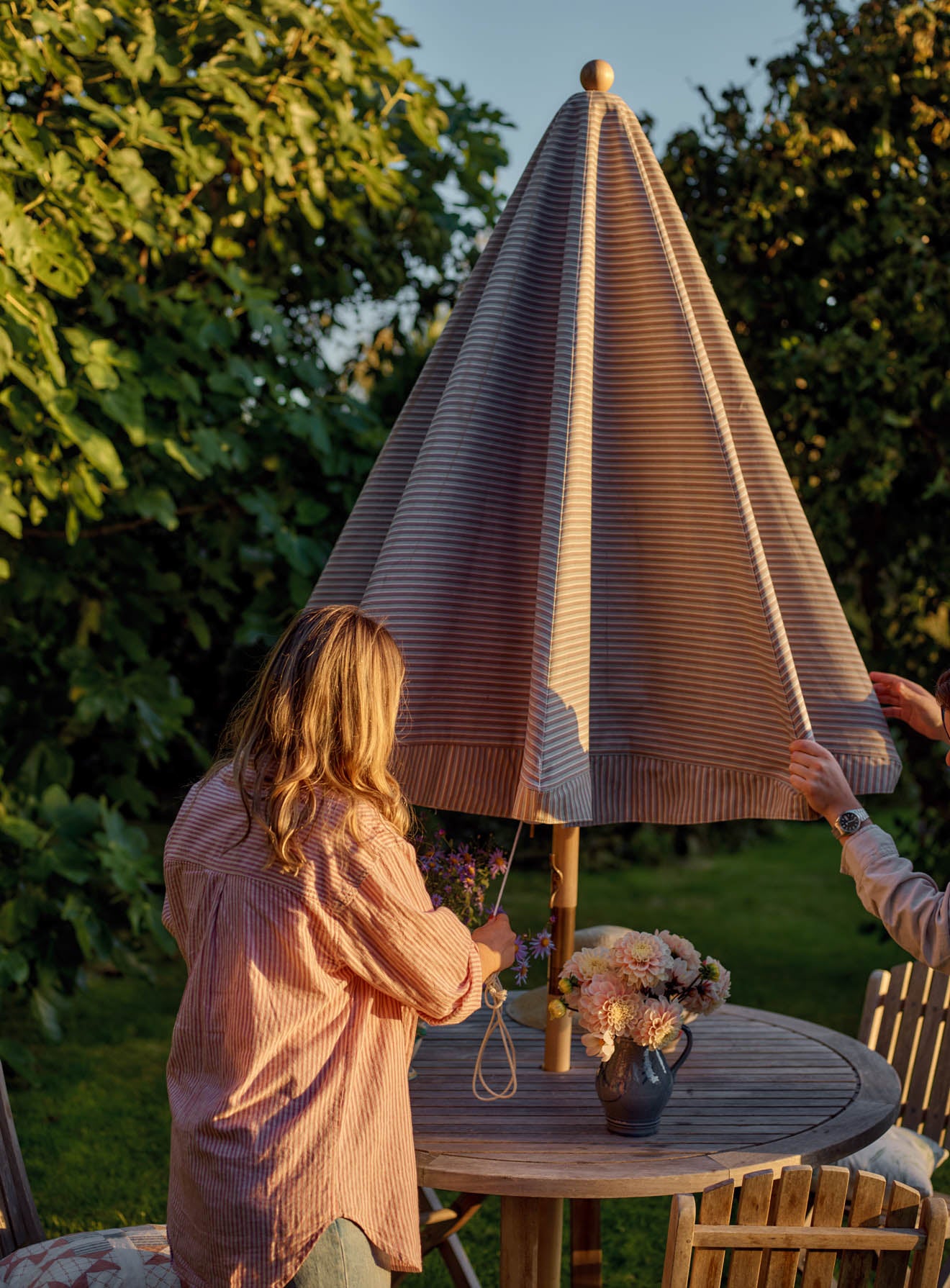 Polperro Parasol, Blue Stripe