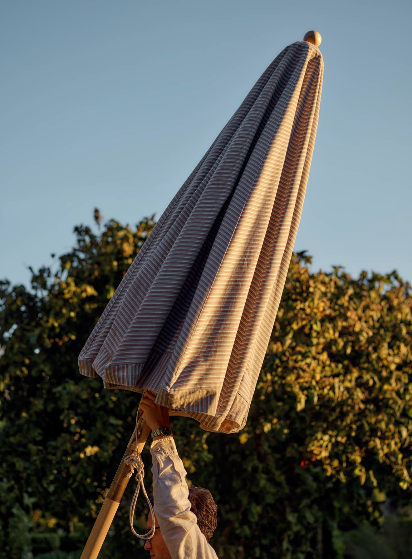 Polperro Parasol, Blue Stripe